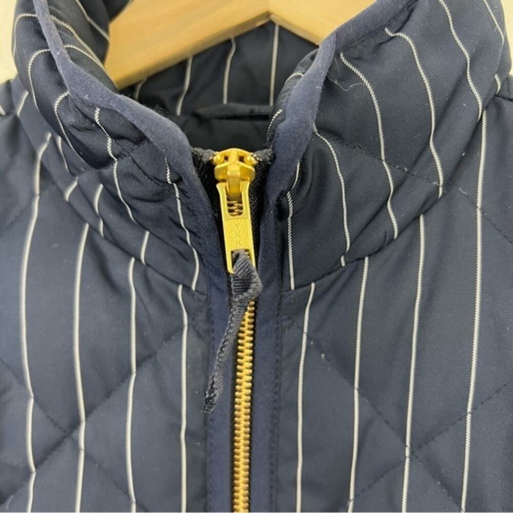 J. Crew Excursion Puffer Vest Navy White Pinstripe Quilted Down Size Small - Picture 7 of 13